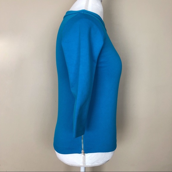 Ann Taylor Blue Side Zipper Top, Size: XS Petite - Picture 4 of 8